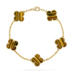 [⭐JeweliWhal] CLOVER 5 MOTIFS TIGER EYE BRACELET COLLECTION