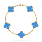[⭐JeweliWhal] CLOVER 5 MOTIF BLUE AGATE BRACELET COLLECTION