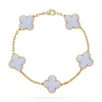 [⭐JeweliWhal] CLOVER 5 MOTIF PURPLE CHALCEDONY BRACELET COLLECTION