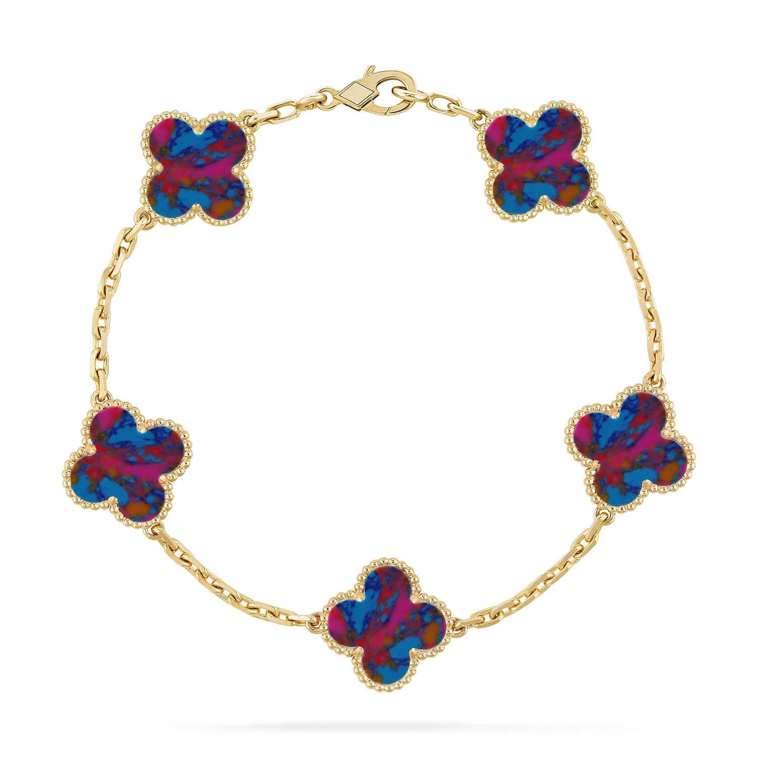 [⭐JeweliWhal]CLOVER 5 MOTIF COLOR GEMSTONES BRACELET COLLECTION