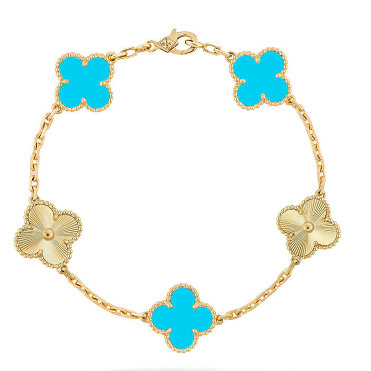 [⭐JeweliWhal] CLOVER 5 MOTIF TURQUOISE BRACELET COLLECTION