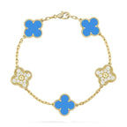 [⭐JeweliWhal] CLOVER 5 MOTIF BLUE AGATE BRACELET COLLECTION
