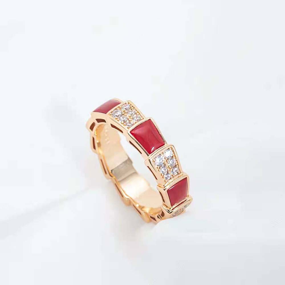 ®Jewelicorn™ SERPENTI RING ROSA GOLD KARNEIL-DIAMANT-PAVED 4MM