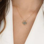 Jewelicorn Kleeblatt-Halskette, 15 mm, grau, Perlmutt