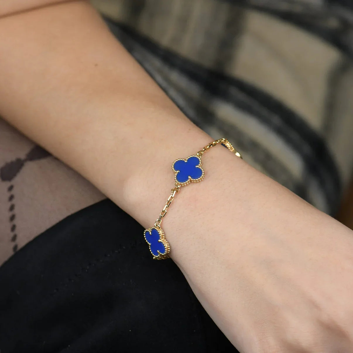 [⭐JeweliWhal] CLOVER 5 MOTIF BLUE AGATE BRACELET COLLECTION