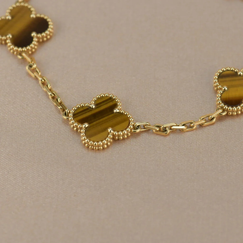[⭐JeweliWhal] CLOVER 5 MOTIFS TIGER EYE BRACELET COLLECTION