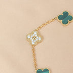 ®Jewelicorn®クローバー 5モチーフ マラカイト ダイヤモンド ブレスレット