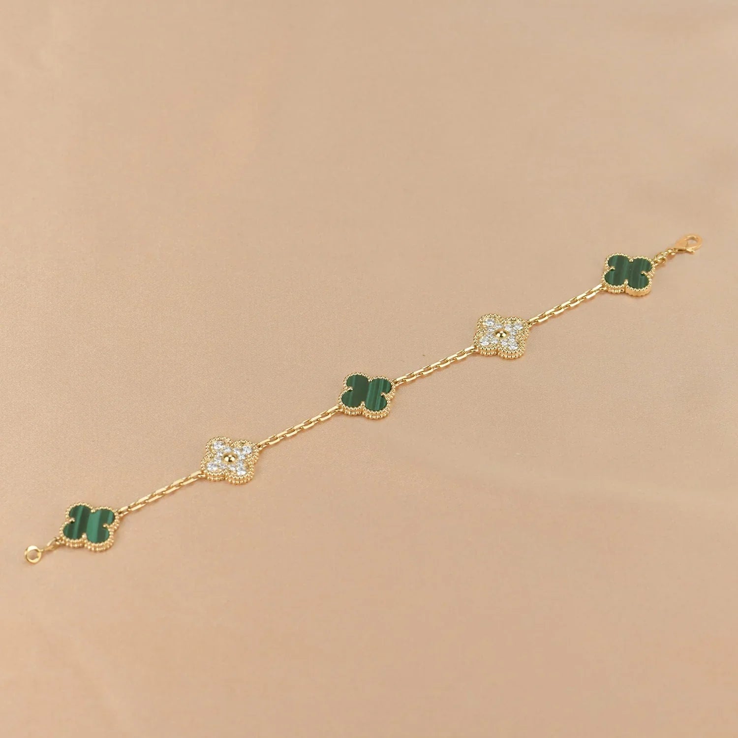 [⭐JeweliWhal] CLOVER 5 MOTIF MALACHITE BRACELET COLLECTION