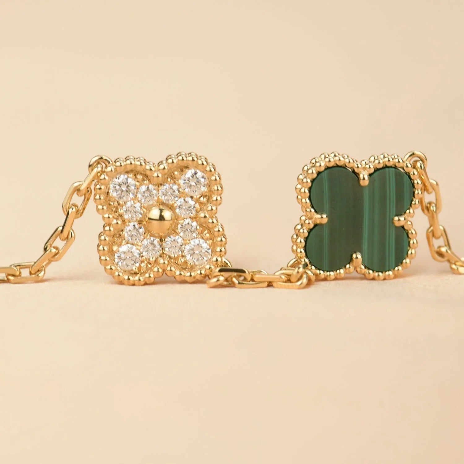 [⭐JeweliWhal] CLOVER 5 MOTIF MALACHITE BRACELET COLLECTION