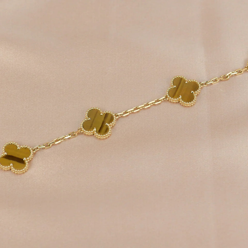 [⭐JeweliWhal] CLOVER 5 MOTIFS TIGER EYE BRACELET COLLECTION