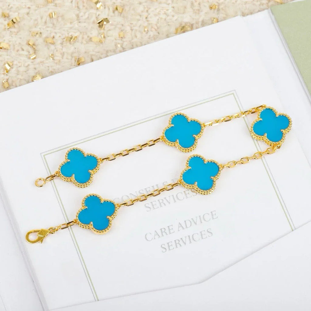 [⭐JeweliWhal] CLOVER 5 MOTIF TURQUOISE BRACELET COLLECTION