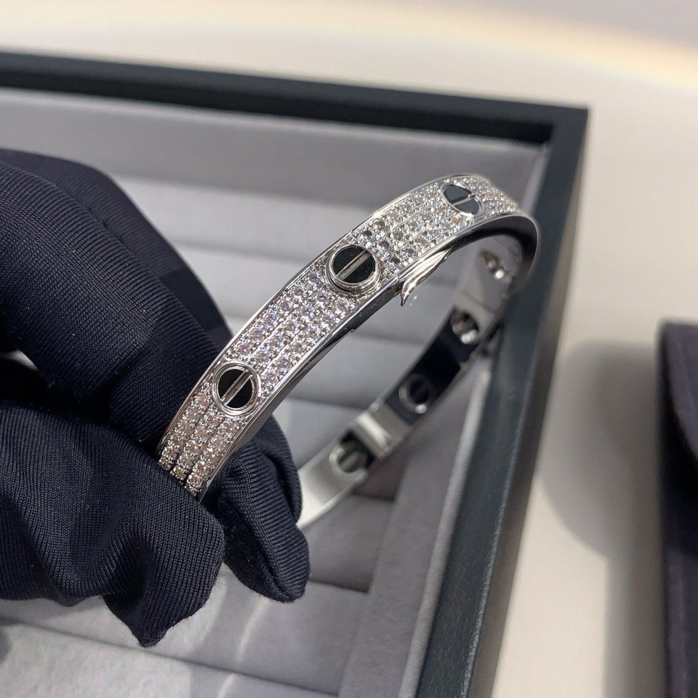 ®Jewelicorn®ラブブレスレット 6.1mm ダイヤモンドパヴェ セラミック