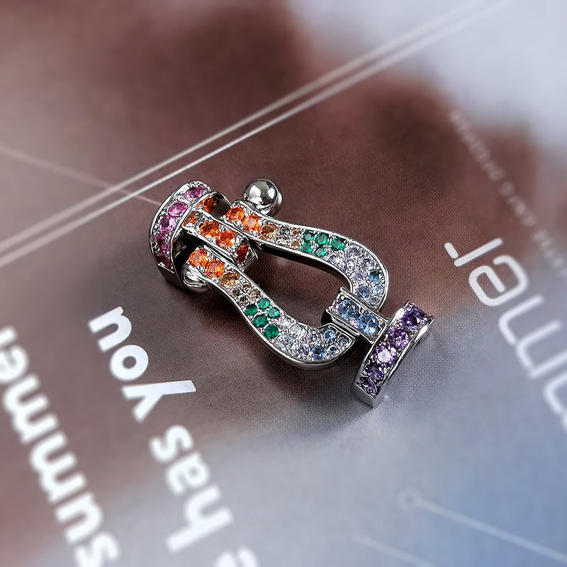 Jewelicorn FORC Großes Hufeisen-Armband mit farbigen Diamanten, Silber