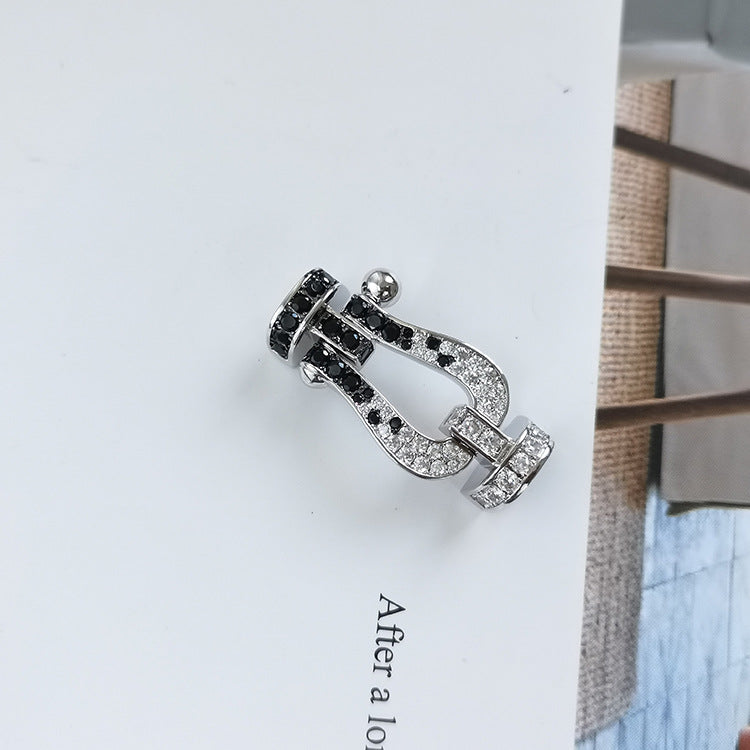 Jewelicorn FORCE Großes Hufeisen-Armband Schwarz Weiß Diamanten Roségold