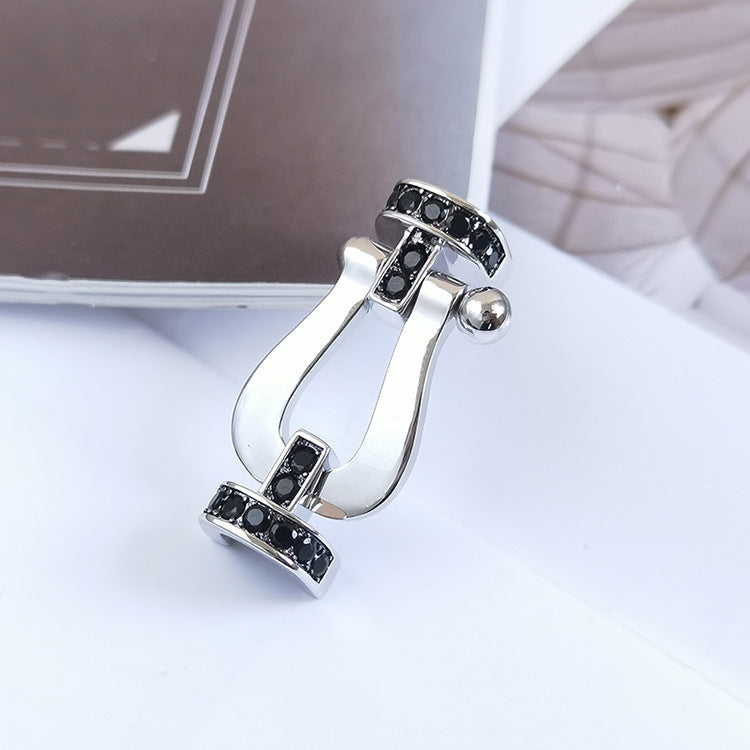 ®Jewelicorn® フォース ラージ ホースシュー ブラック ダイヤモンド ブレスレット シルバー