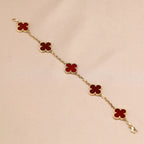 [⭐JeweliWhal] CLOVER 5 MOTIF RED CORNELIAN BRACELET COLLECTION