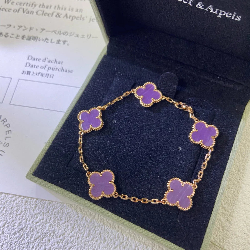 [⭐JeweliWhal] CLOVER 5 MOTIF VIOLET BRACELET COLLECTION