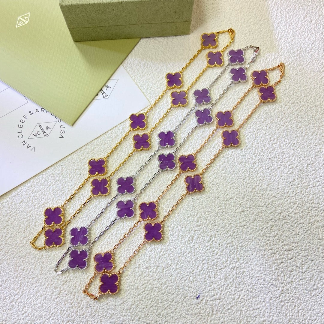 Jewelicorn Kleeblatt-Halskette mit 10 Motiven, lila-violett
