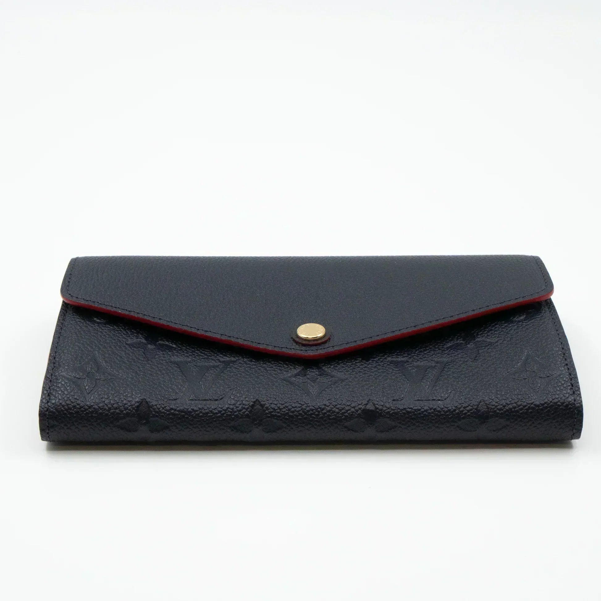 LV SARAH GELDBÖRSE MONOGRAM EMPREINTE LEDER 19CM SCHWARZ ROT