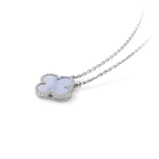 Jewelicorn Kleeblatt 15 mm blaue Chalkedonien-Halskette Silber