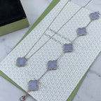 [⭐JeweliWhal] CLOVER 5 MOTIF PURPLE CHALCEDONY BRACELET COLLECTION