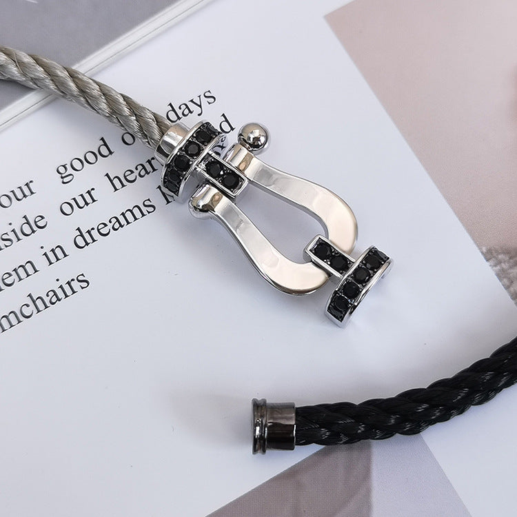 ®Jewelicorn® フォース ラージ ホースシュー ブラック ダイヤモンド ブレスレット シルバー