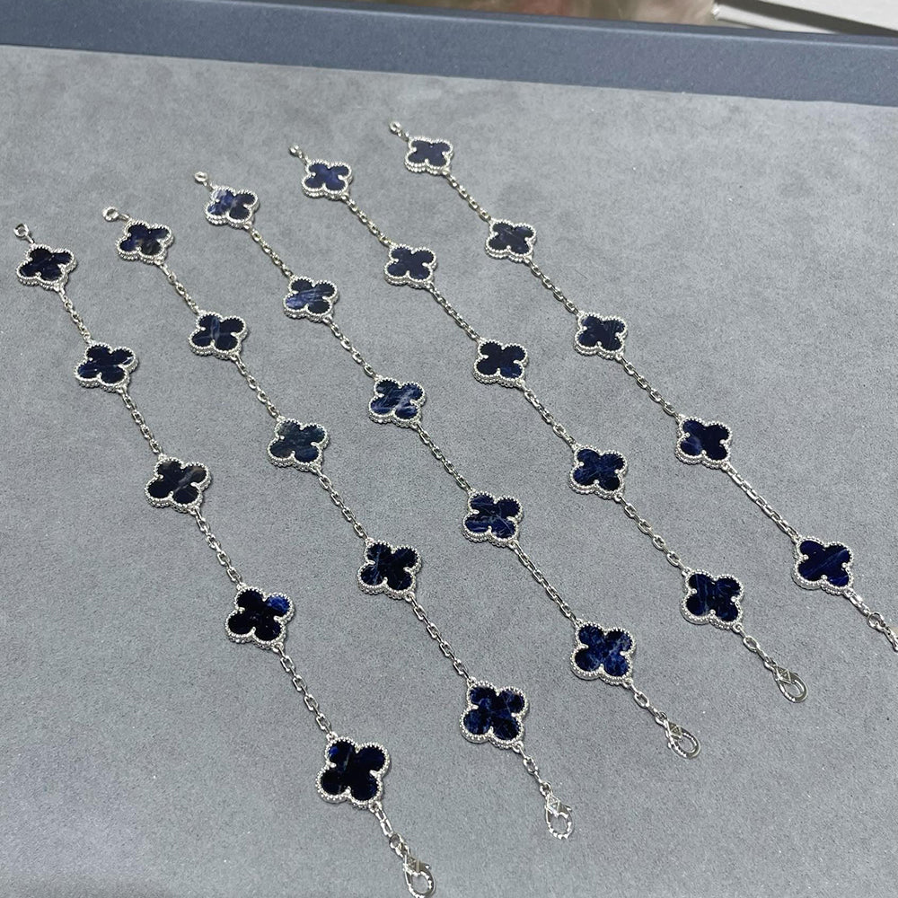 Jewelicorn Kleeblatt-Armband mit 5 Pietersit-Motiv aus Silber 