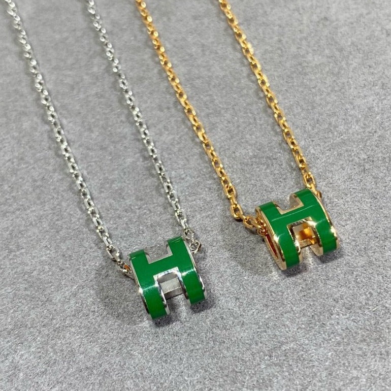 ®Jewelicorn® POP H グリーンネックレス シルバー＆ゴールド