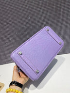 HM Birkin 30 cm Lila Straußenleder Silberne Beschläge (Auf Bestellung gefertigt)