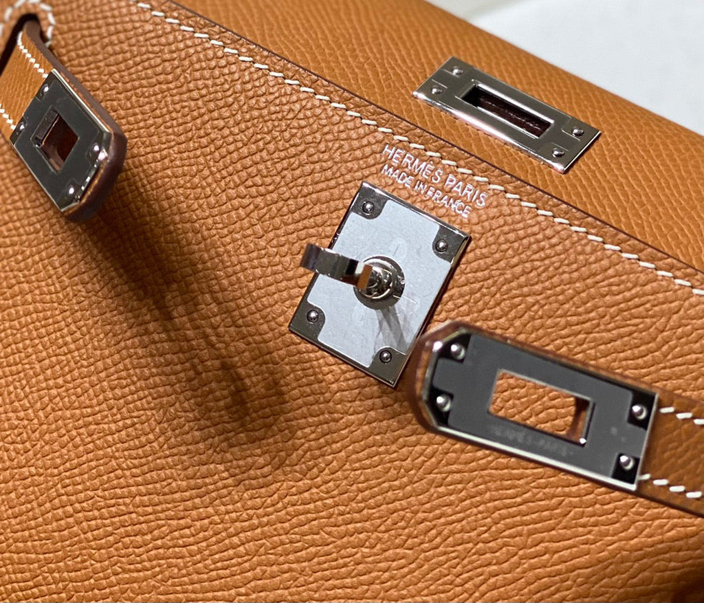 HM KELLY MINI 20 GOLDBRAUN EPSOM SILBERBESCHLÄGE