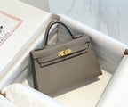 HM KELLY MINI 20 LIGHT GREY EPSOM GOLD HARDWARE