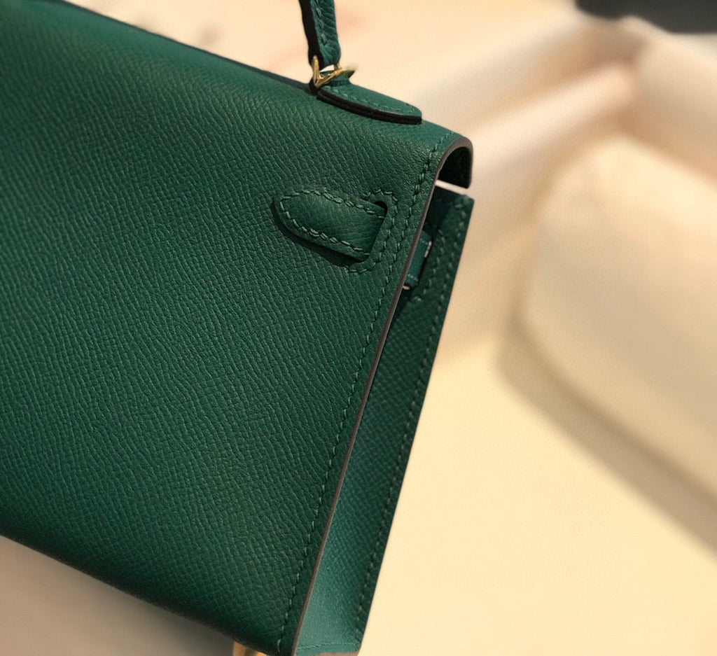 HM KELLY MINI 20 GRÜN EPSOM GOLD BESCHLÄGE