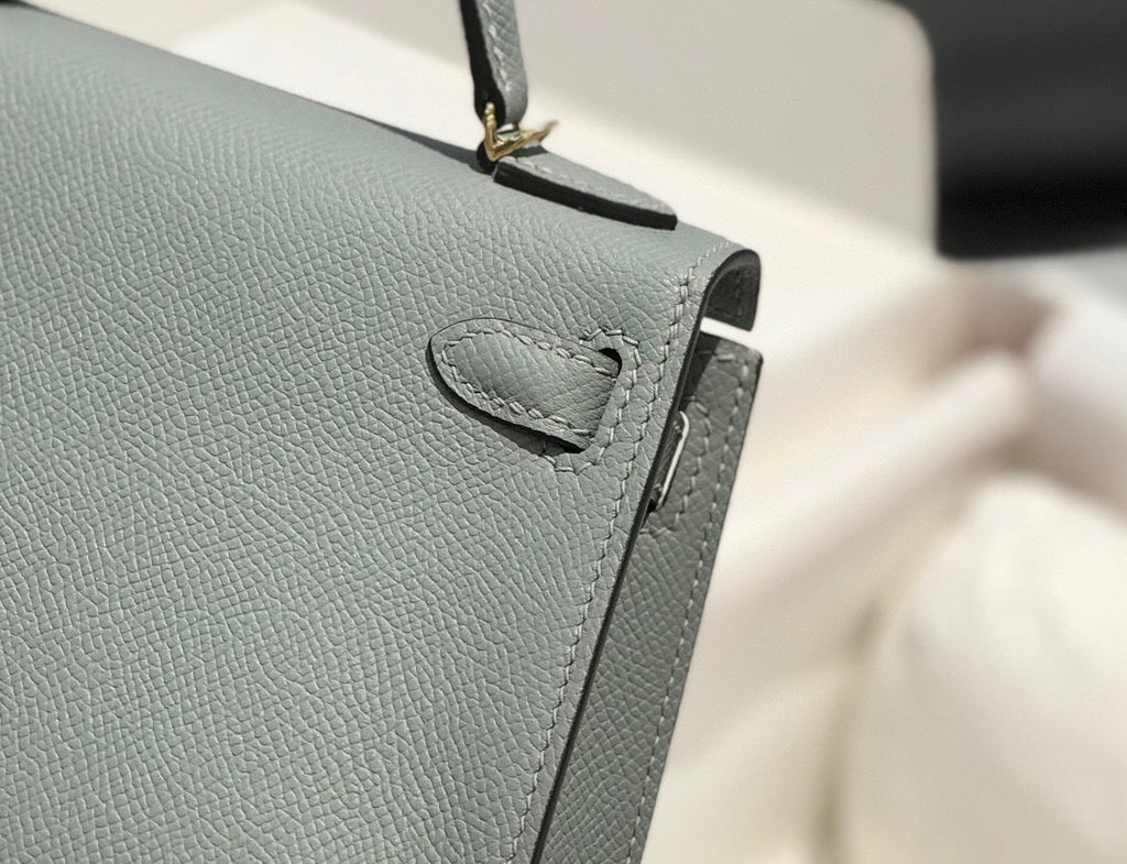 HM KELLY MINI 20 MITTELGRAU EPSOM GOLDENE BESCHLÄGE