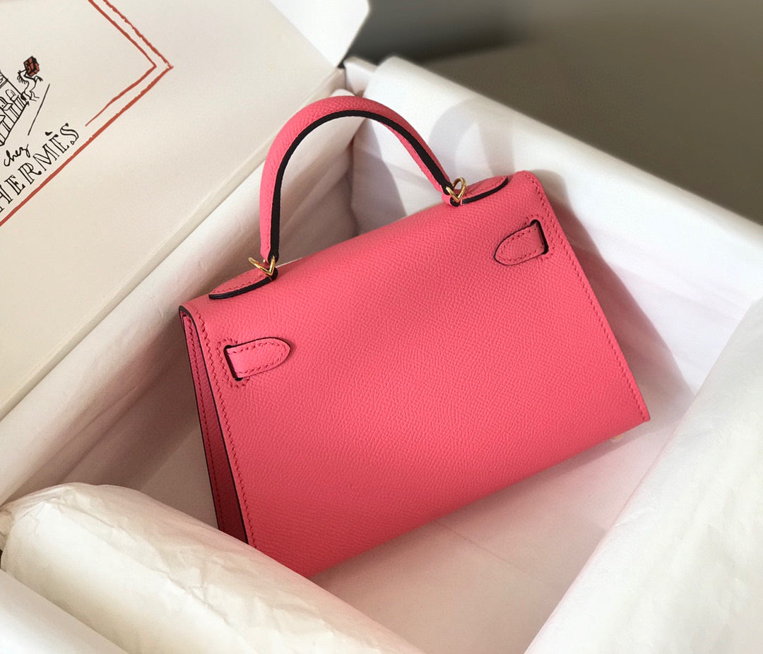 HM KELLY MINI 20 DUNKELROSA EPSOM GOLD BESCHLÄGE