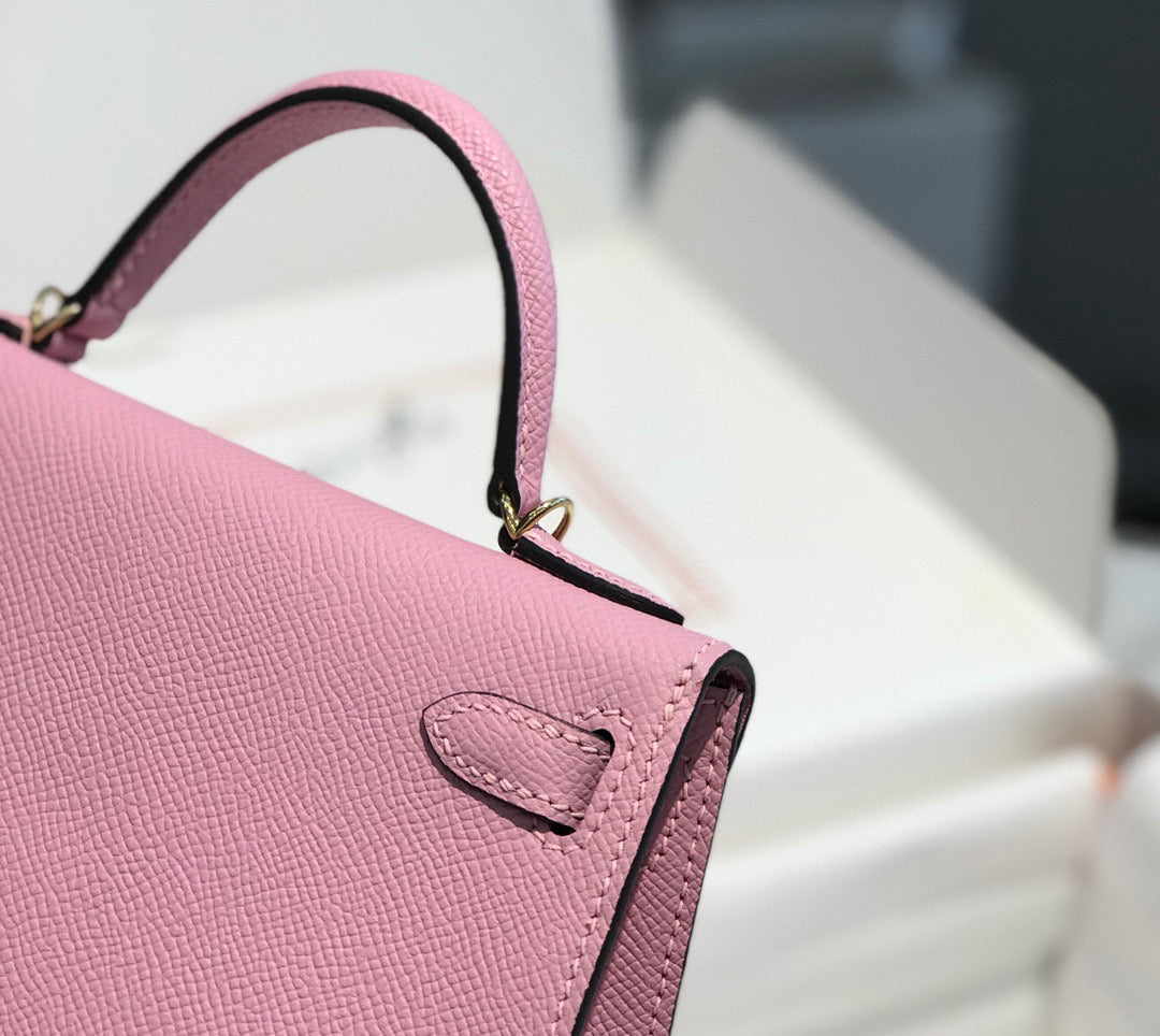 HM KELLY MINI 20 HELLROSA EPSOM GOLD BESCHLÄGE