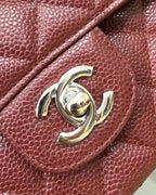 FLAP BAG 25 IN WINE CAVIAR LAMBSKIN SILVER HARDWARE