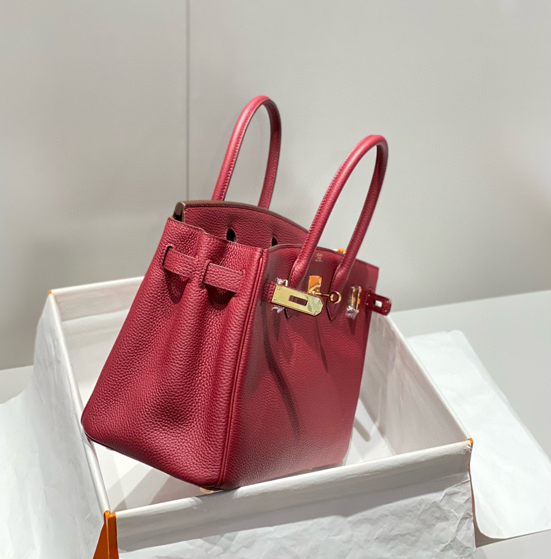 HM BIRKIN 25CM BURGUNDY CALFSKIN GOLD HARDWARE