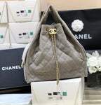 CC 25 Handtasche in Grau 40 Wildleder Kalbsleder Goldbeschläge