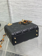 SMALL 20 LADY BAG IN BLACK MACROCANNAGE LAMBSKIN WITH GOLD HARDWARE