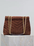 LOULOU 32 IN BROWN SUEDE CALFSKIN GOLD HARDWARE