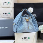 CC 25 HANDBAG IN BLUE 30 DENIM GOLD HARDWARE