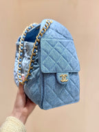 CC 25 HANDBAG IN BLUE 30 DENIM GOLD HARDWARE