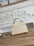 HM KELLY MINI 19 WHITE CALFSKIN GOLD HARDWARE