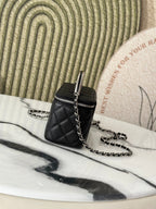 25P VANITY 17 CAVIAR WITH HANDLE METAL IN BLACK CALFSKIN SILVER HARDWARE