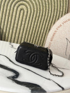 25P VANITY 17 CAVIAR WITH HANDLE METAL IN BLACK CALFSKIN SILVER HARDWARE