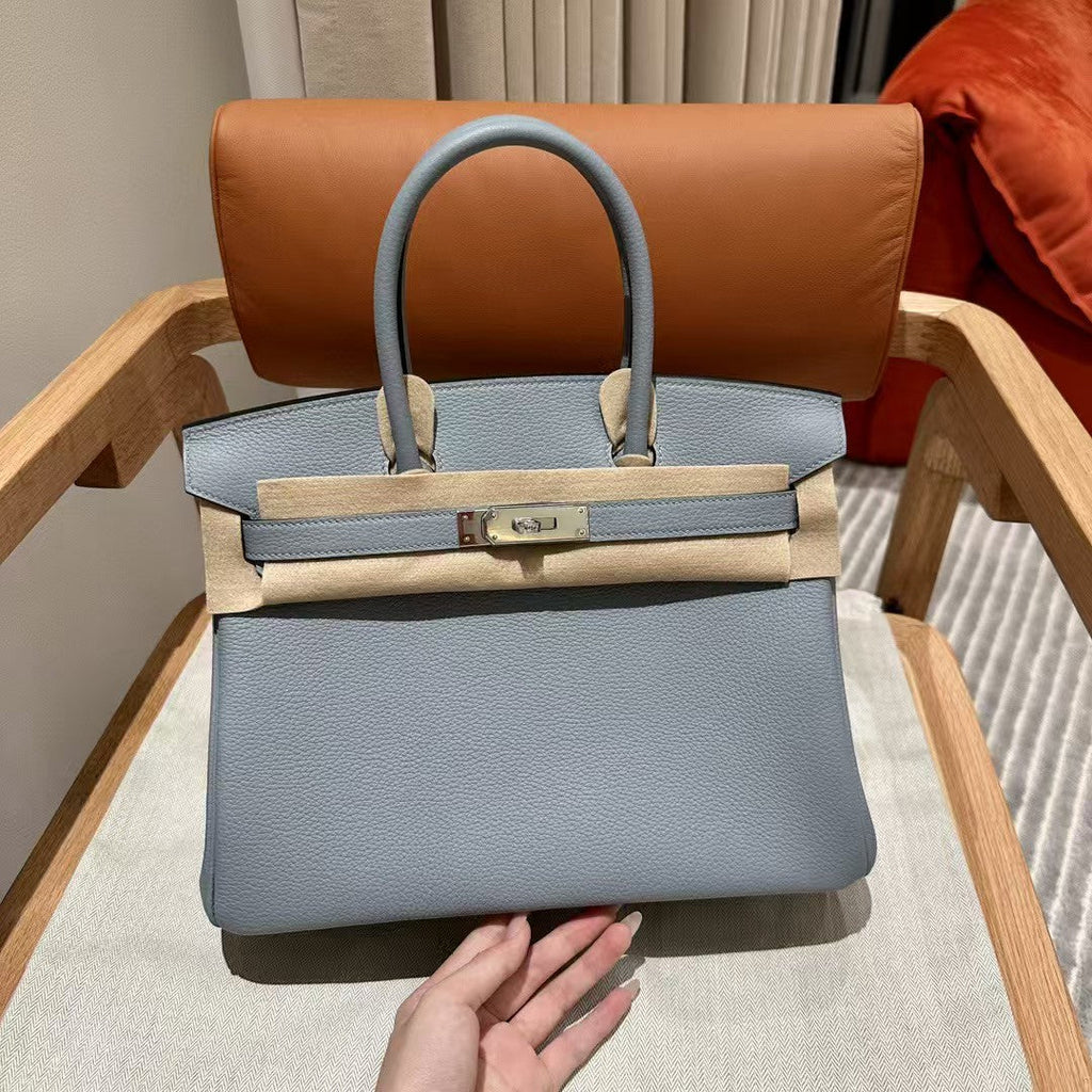 HM Birkin 30 cm Cloud Blue Togo-Leder Silberne Beschläge
