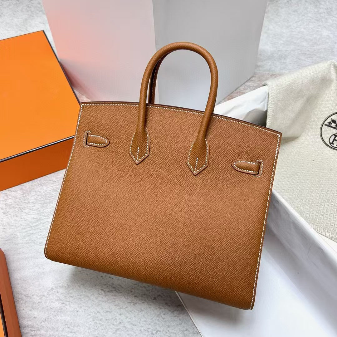 HM Birkin 25 cm Gold Togo Leder Silber Beschläge