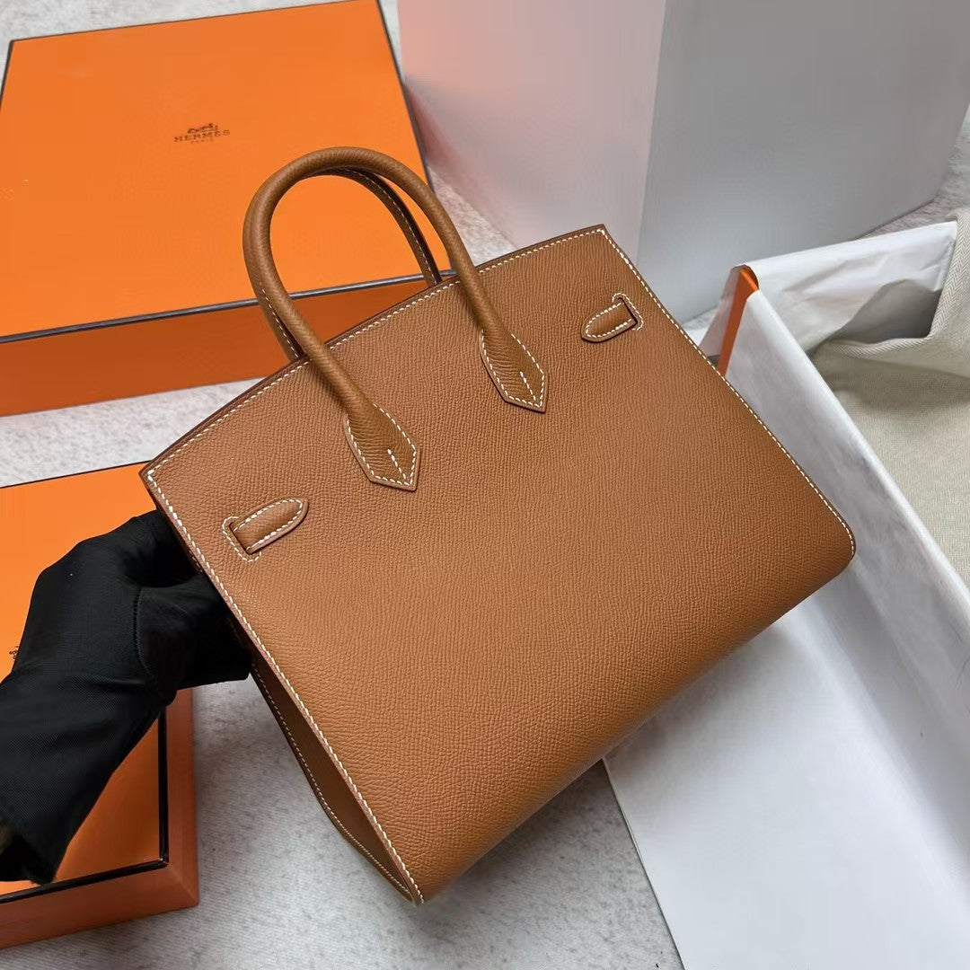 HM Birkin 25 cm Gold Togo Leder Silber Beschläge