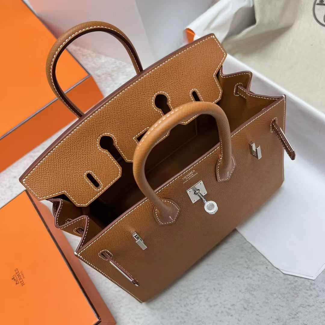 HM Birkin 25 cm Gold Togo Leder Silber Beschläge