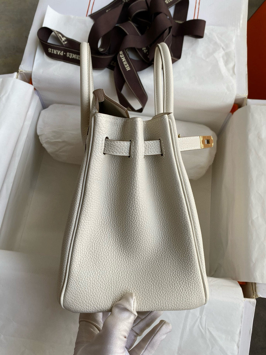 HM Birkin 25 cm Creme Togo Leder Gold Beschläge